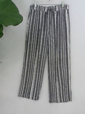 Briggs  Black & White Vertical Stripe Wide Leg Pants